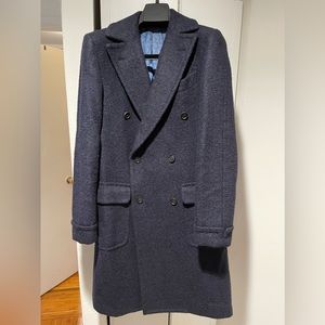 Custom Navy Alpaca Polo Coat